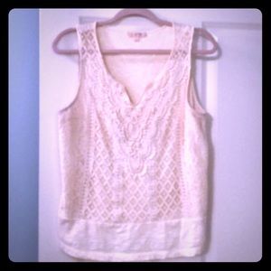 Crochet front knit top